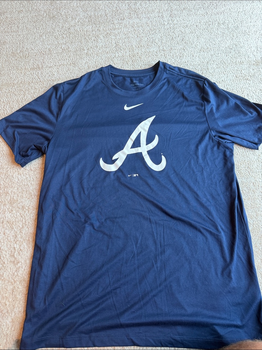 Nike Men's Navy Blue Atlanta 'A' Logo Short Sleeve Tee